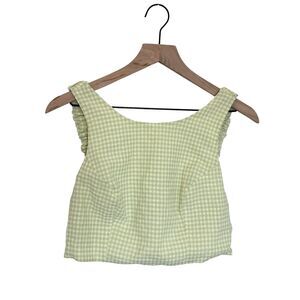 Le Lis Green Gingham Checkered Plaid Sleeveless Crop Top Retro Size M NWT
